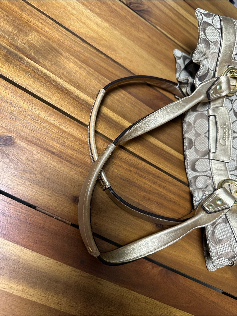 Coach Penelope Khaki/Tan Signature Jacquard Shoulder Bag F14692 - Picture 7 of 11